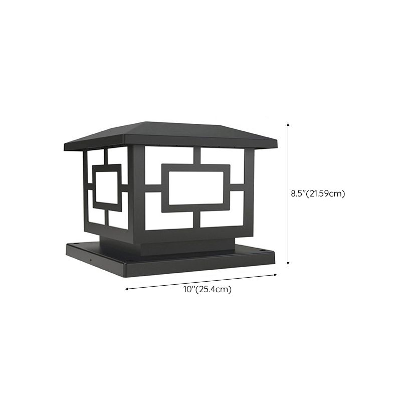 LED Contemporary Metal Pillar Lamp Square Shape Outdoor Waterproof Light