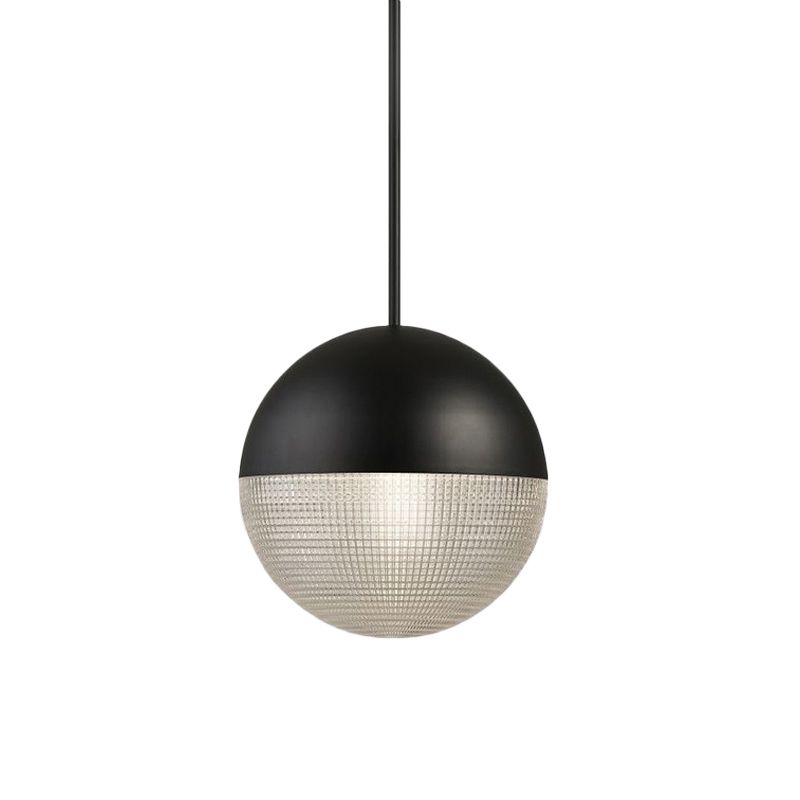 Clear Prismatic Glass Ball Hanging Lamp Contemporary 1 Bulb Pendant Ceiling Light in Black/Gold for Bedroom