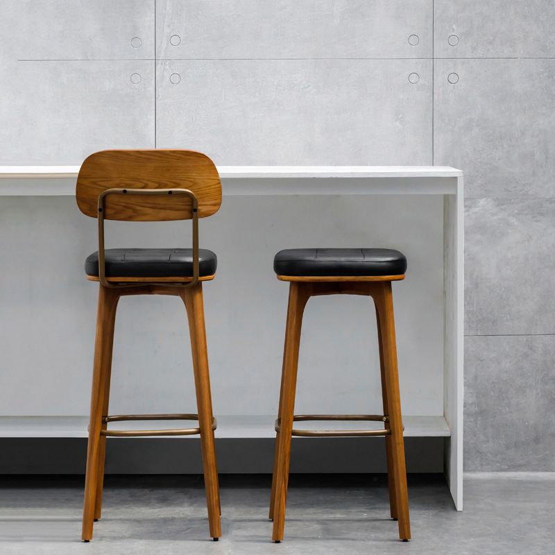 Industrial Style Armless Barstool Leather 30-inch Seat Height Counter Stools
