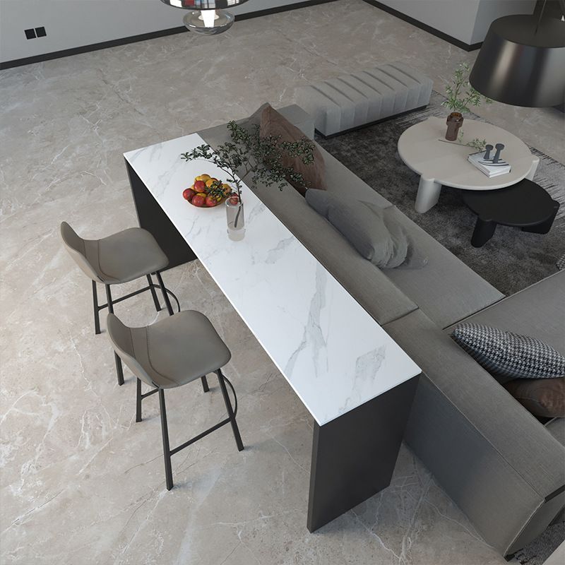 Industrial Style Bar Table Stone Rectangle Bistro Bar Desk for Living Room