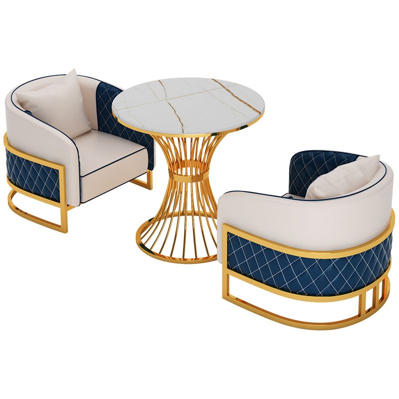 Glam Sintered Stone Dining Set Round 1/2/3/4/5 Pieces Dining Table Set for Home Use