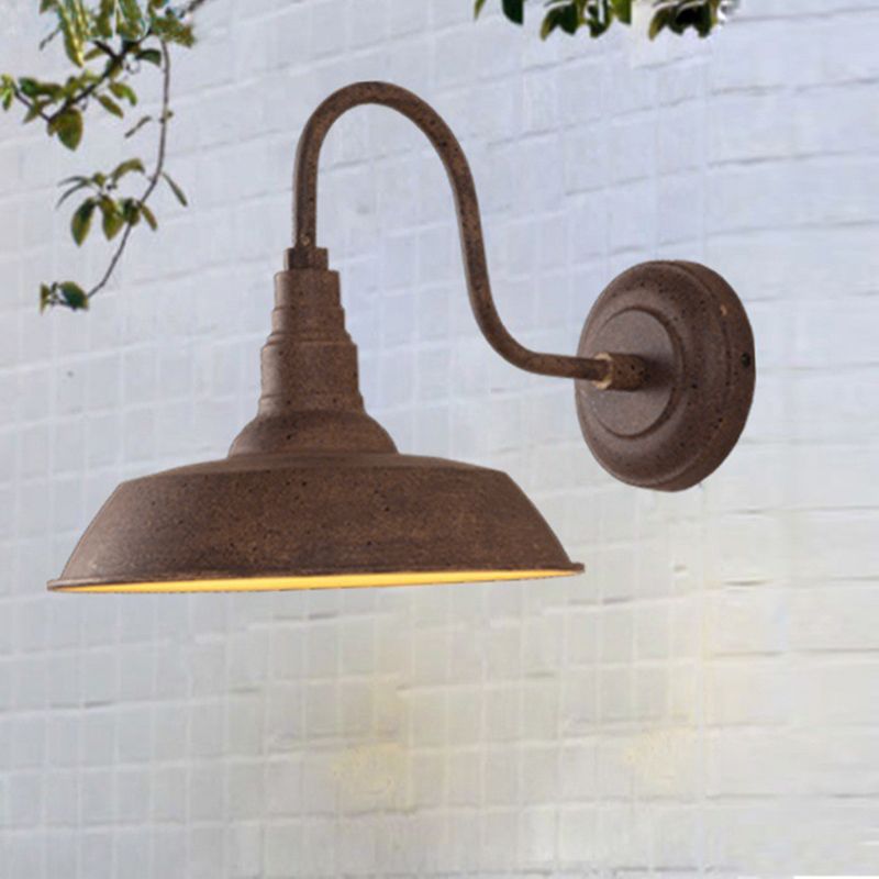 1-Light Sconces Wall Lights Industrial Gooseneck Metal Wall Lights in Black and Iron Rust