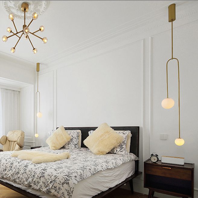 Glass Ball Shade Hanging Light Contemporary Pendent Lighting Fixture for Drawing Room