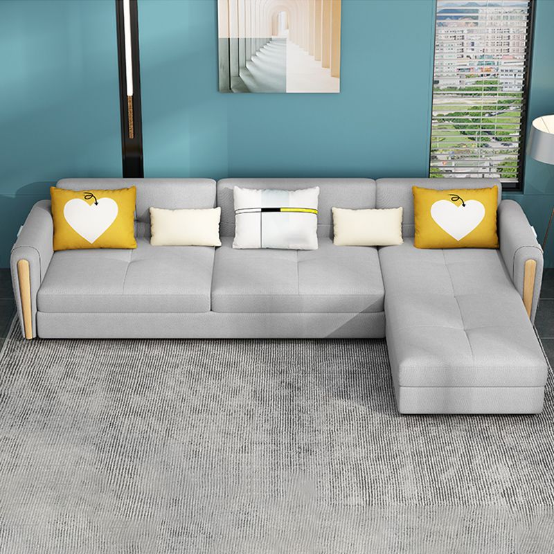 Contemporary Tight Back Sectional Gray Square Arm Sofa and Chaise