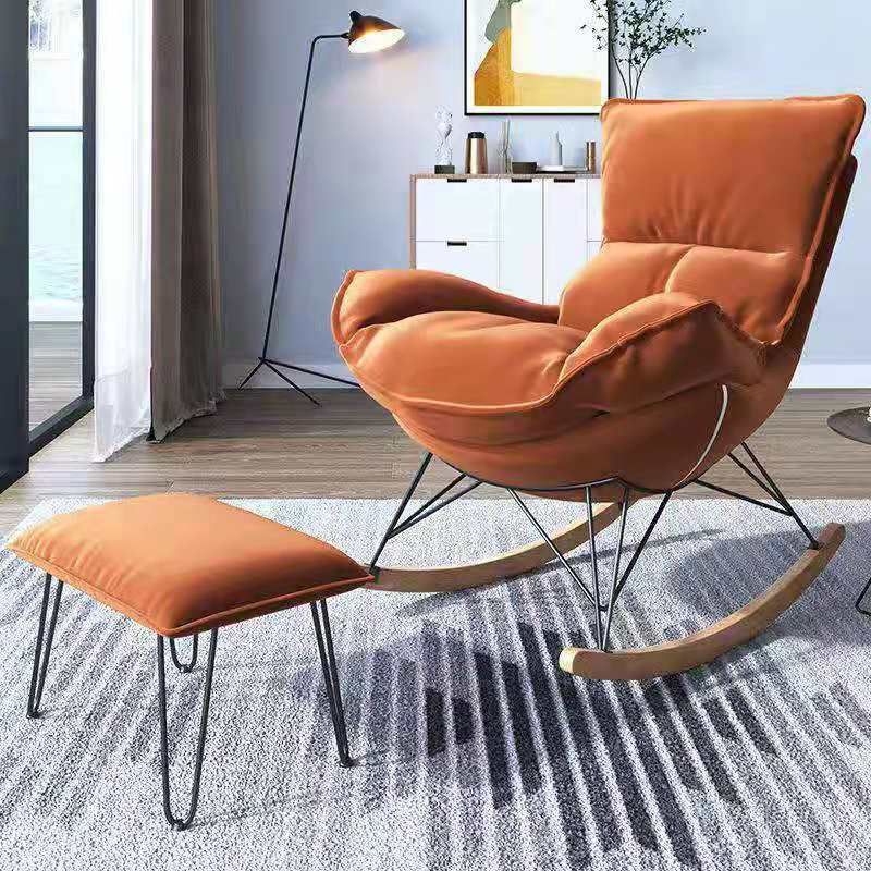 Leisure Solid Color Rocker Chair Water Resistant Glider Chair with Ottoman