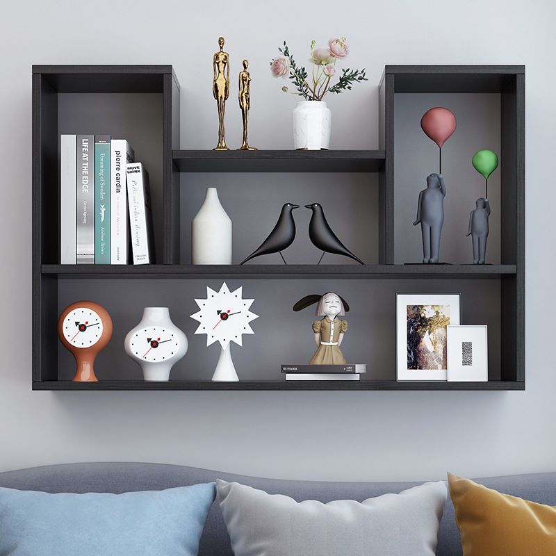 Modern Engineered Wood Bookcase, Geometric Wall Mounted Bookshelf for Any Room