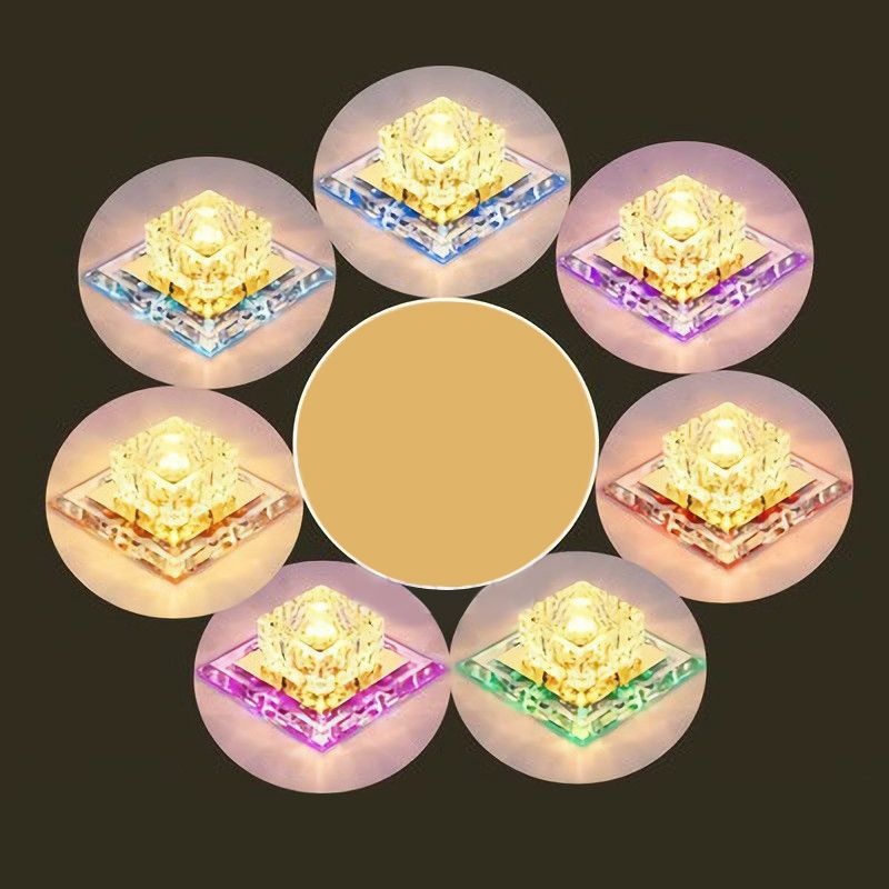 Illuminazione da incasso per ingresso di forma quadrata Lampada da incasso a LED minimalista in cristallo in trasparente