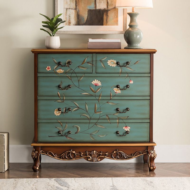 Traditional Storage Chest Solid Wood Storage Chest Dresser with 5 Drawers