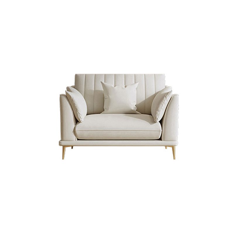 Contemporary Channel Back Faux Leather Sloped Arms Sofa/Sectionals,Ivory