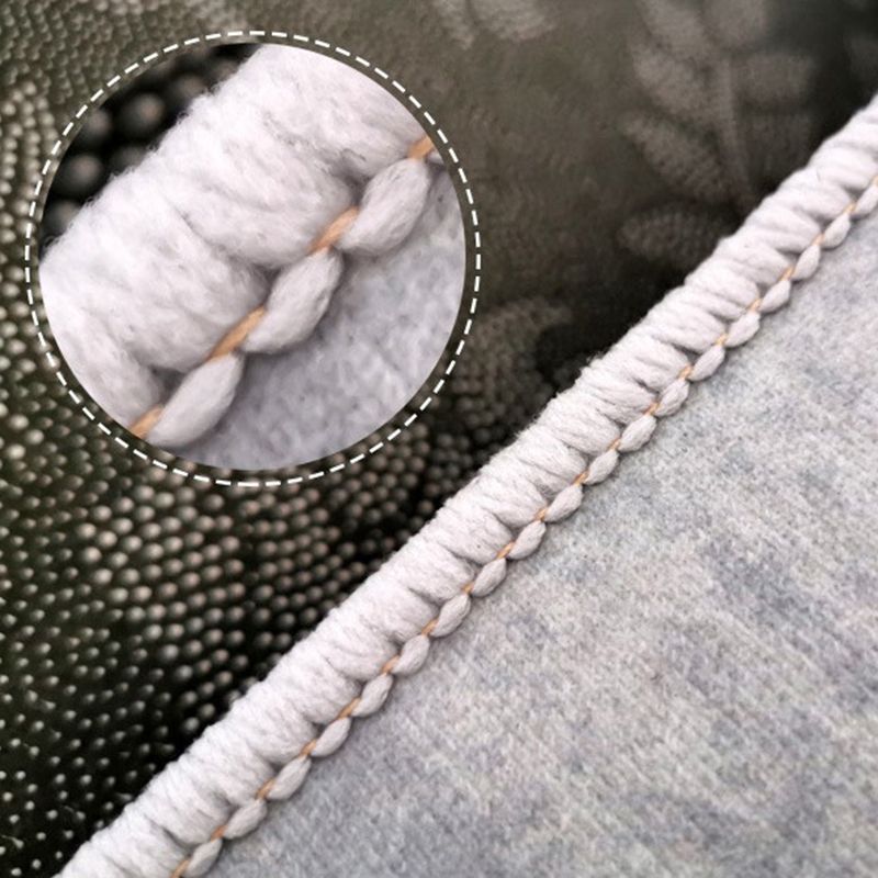 Dark Gray Medallion Rug Polyester Retro Rug Washable Rug for Living Room