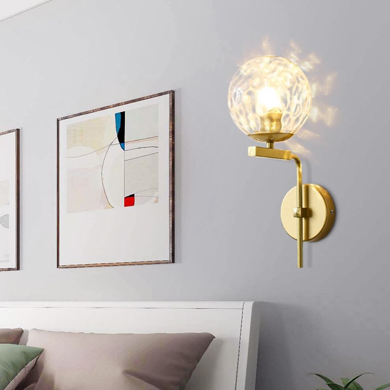 Modern Simple Round Shade Wall Sconce Metal 1 Approches légères en or finition