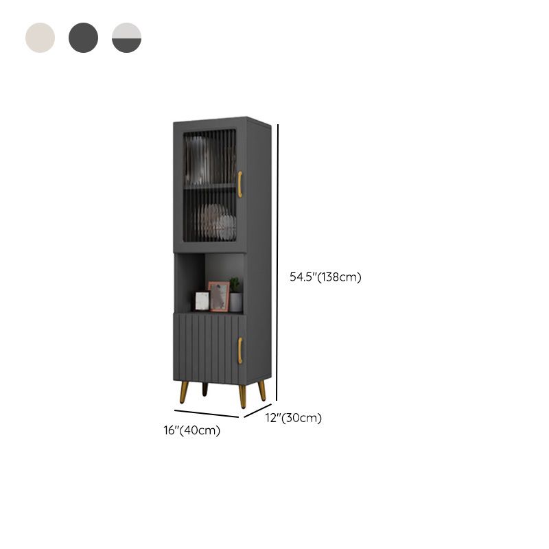 15.7" W Modern Glass Paned Cabinet Shelves Included Side Cabinet with 2 Doors