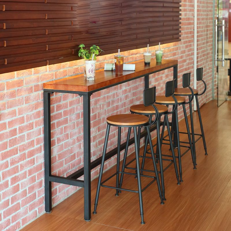 Modern Bar Table Set 1/5 Pieces Rectangle Pine Wood Counter Table with Stools