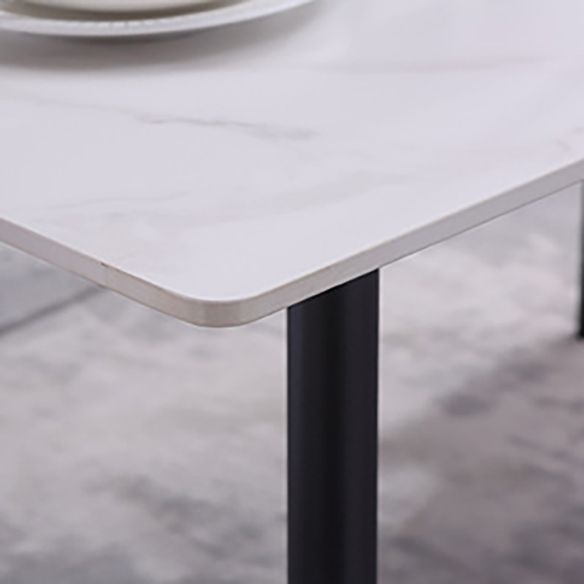 Modern Sintered Stone Dining Table Set White Rectangle Formal Dining Set