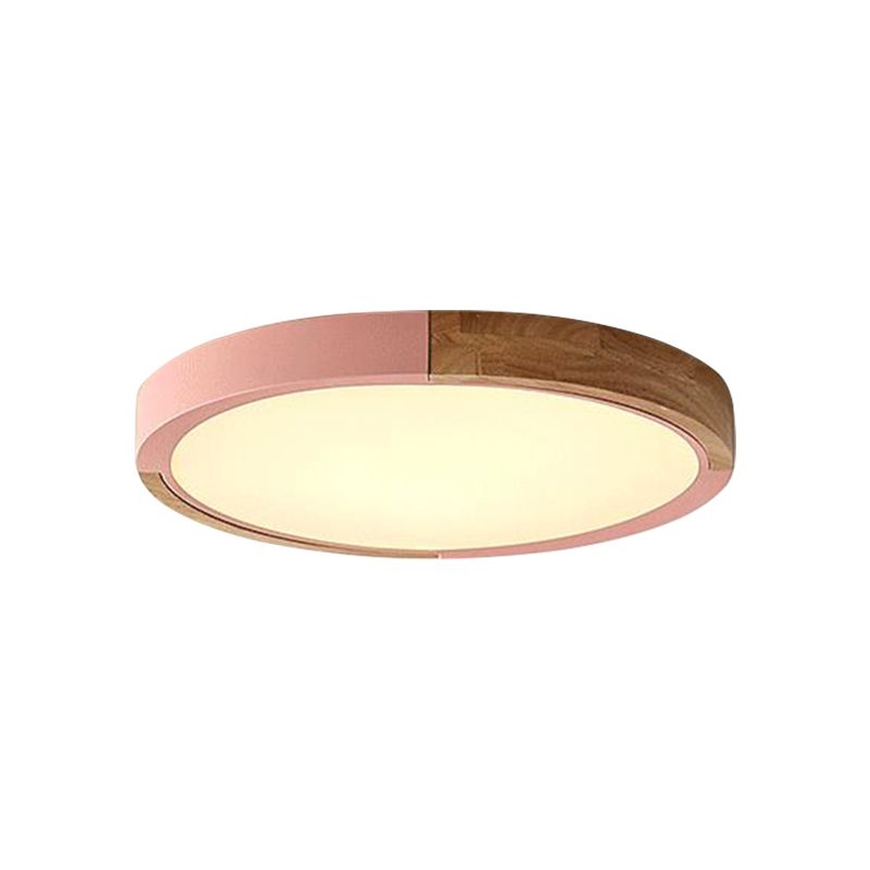 Circle Flush Mount Macaron Acrylic White/Pink/Yellow LED Ceiling Light Fixture in Warm/White Light, 16"/19.5" Wide