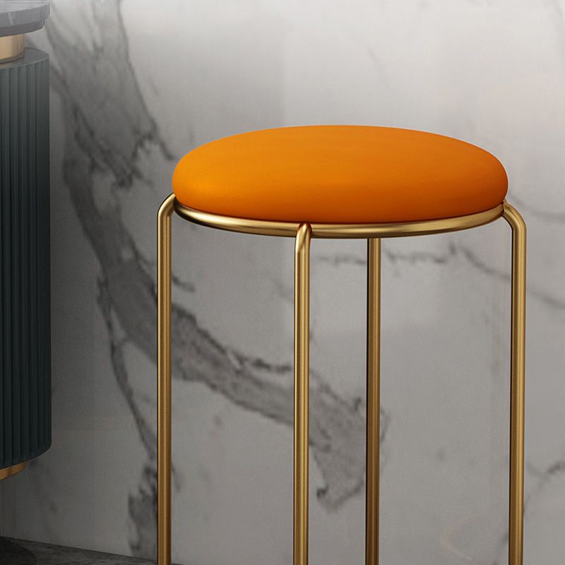 Velvet Scratch Resistant Ottoman Pure Color Round Glam Standard Round Ottoman