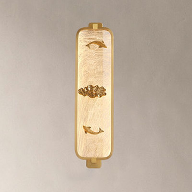 Luce da parete di rame rettangolare contemporanea a parete a 1 luci per camera da letto