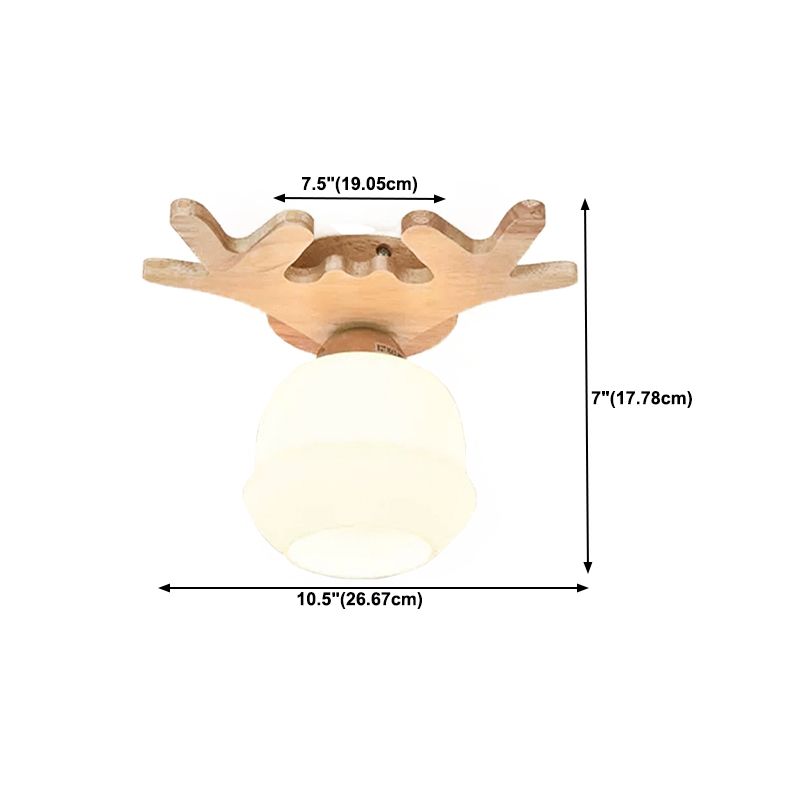 Antler Shape Flush Light Modern Style Glass 1/3/5/7 Lights Flush Ceiling Light in White