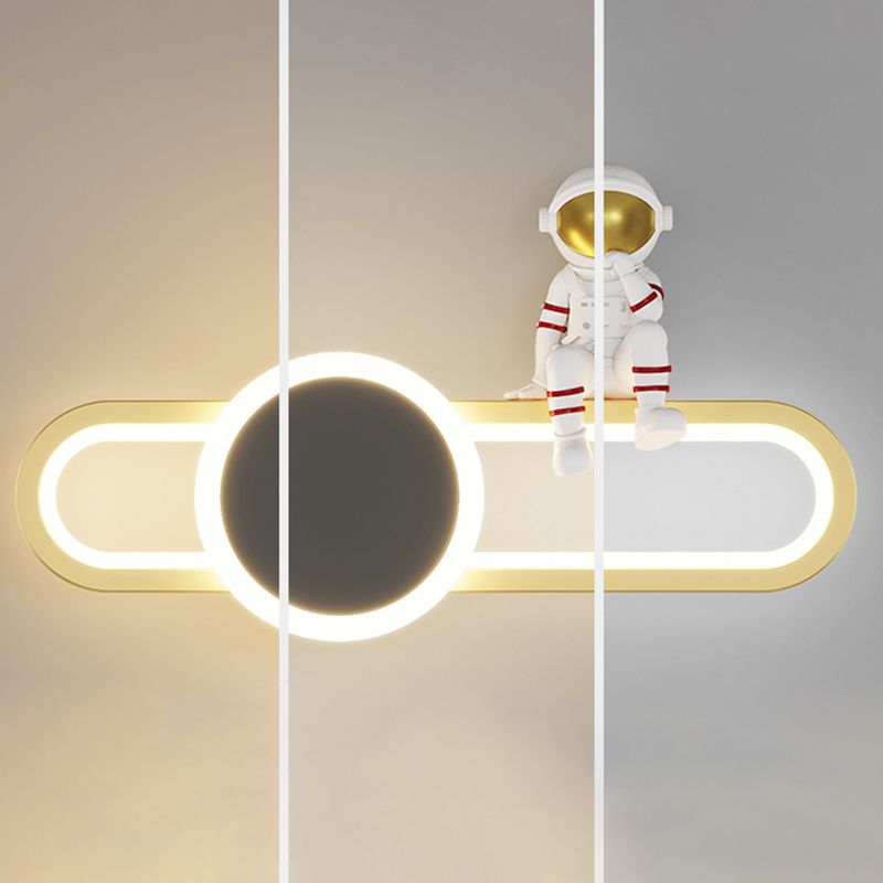 Nordic Style Iron Wall Light Ellipse Shape Wall Lamp for Children's Room (Included Doll)