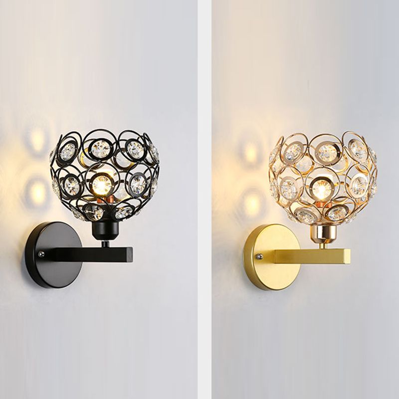 Hollowed-out Crystal Wall Sconce Minimalist 1-Light Wall Lighting for Foyer