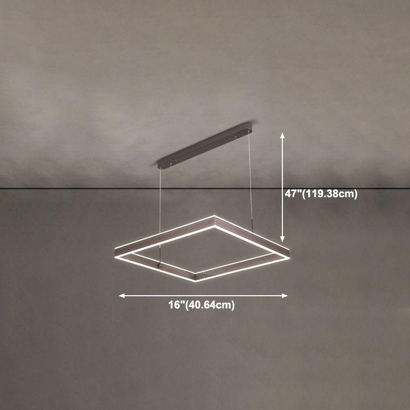 Minimalist Square Suspension Lamp Metal Multi-Layered LED Chandelier for Living Room