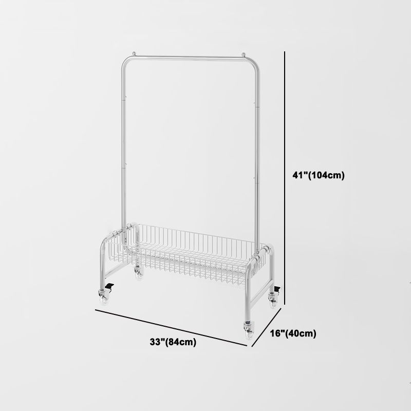 Contemporary Style Wardrobe Metal Open Wardrobe with Wheels for Home