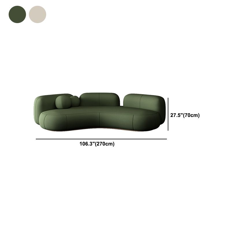Wool Contemporary Curved Sofa Recessed Arm Sofa for Living Room, Apartment