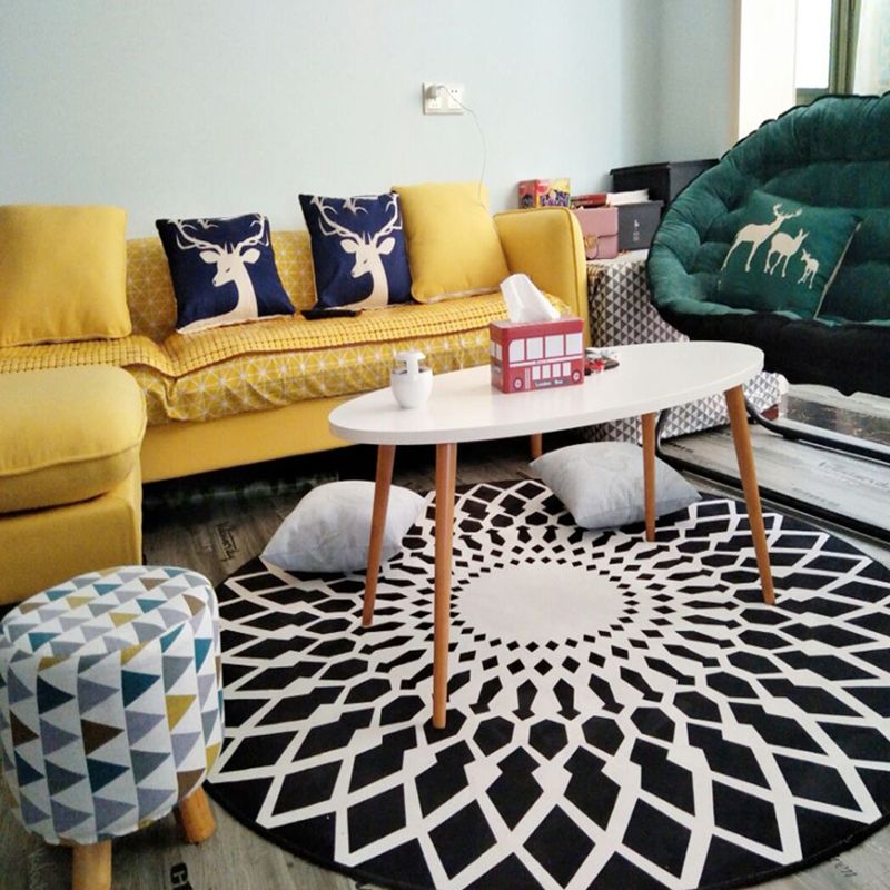 Modernist Living Room Rug Geometric Pattern Rug Polyester Washable Anti-Slip Pet Friendly Area Rug