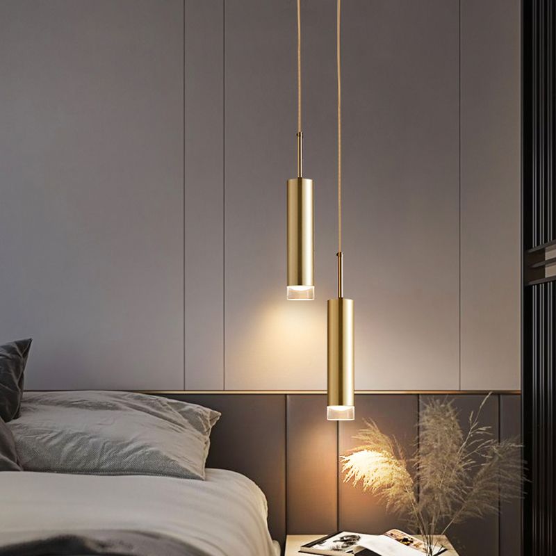 Lampe suspendue à LED cylindroïde en aluminium dans la simplicité moderne pendentif acrylique pour les espaces intérieurs