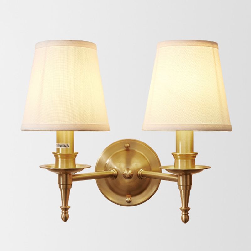 Cone Wall Lighting Modern Fabric Wall Light Fixtures in Gold