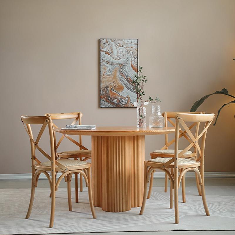 Modern Brown Wood Dining Table Round Dining Table for Kitchen