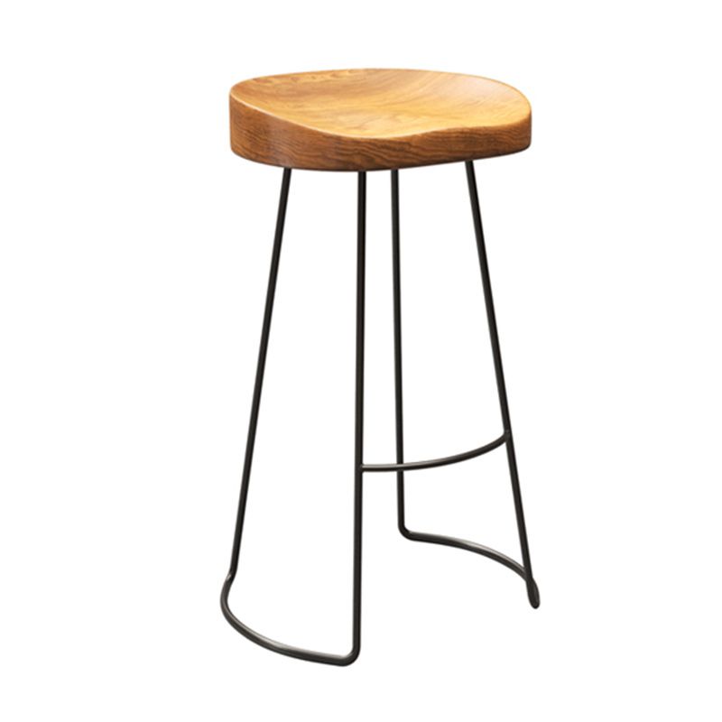 Industrial Style Bar Stool Wood Counter Bar Stool with Metal Legs for Home