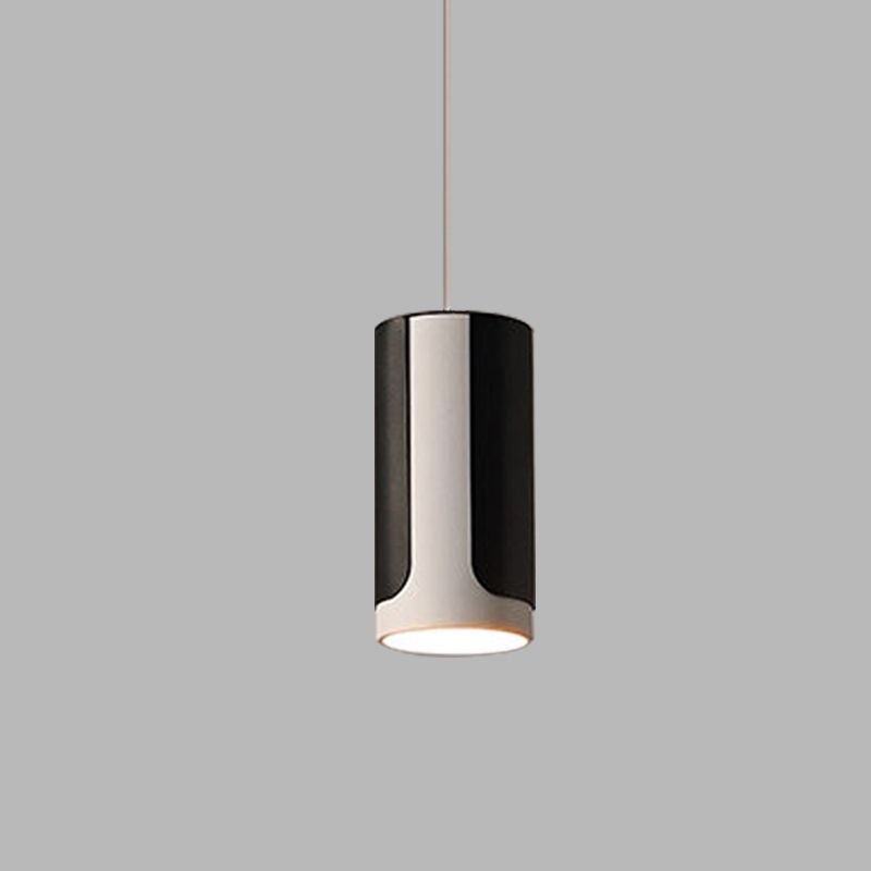 1 hoofd eettafel hangende lichtkit eenvoudige zwart -witte hanglamp met metalen schaduw van cilinder