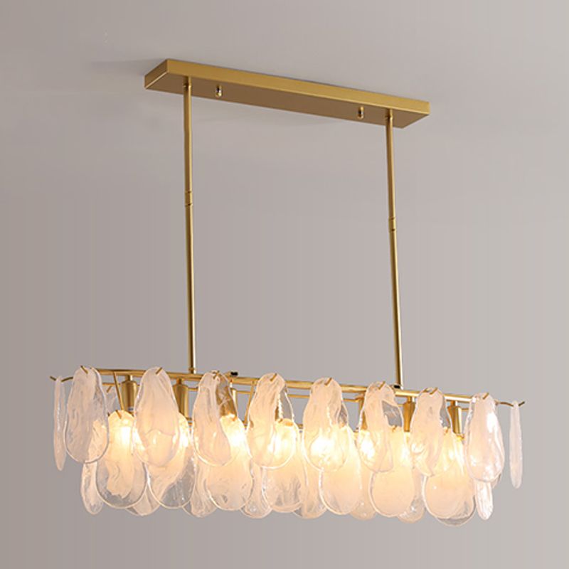 Contemporary Style Rectangle Island Lighting Ideas Glass 8 Light Island Lights