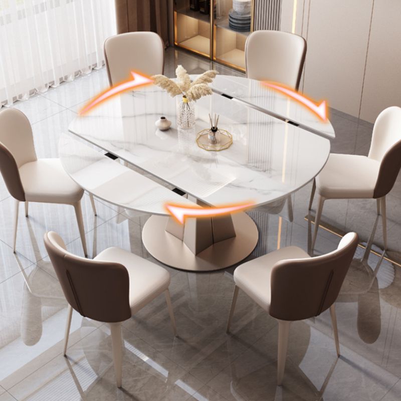 Modern Round Stone Table Standard Height Table Dining with Pedestal Base