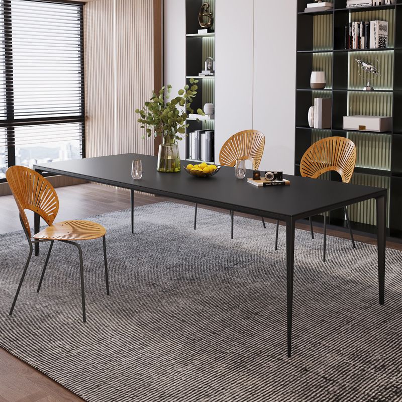 Black Stone Rectangle Dining Table Set 1/4/5/6 Pieces Dinette Set for Home