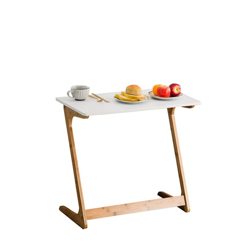 Modern Z-Shaped Wooden End Table 15.7" D Simple Bamboo Side Table