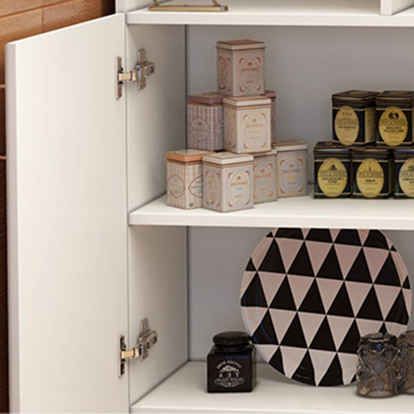 White Manufactured Wood Kitchen Wine Holder with Storage Cabinet