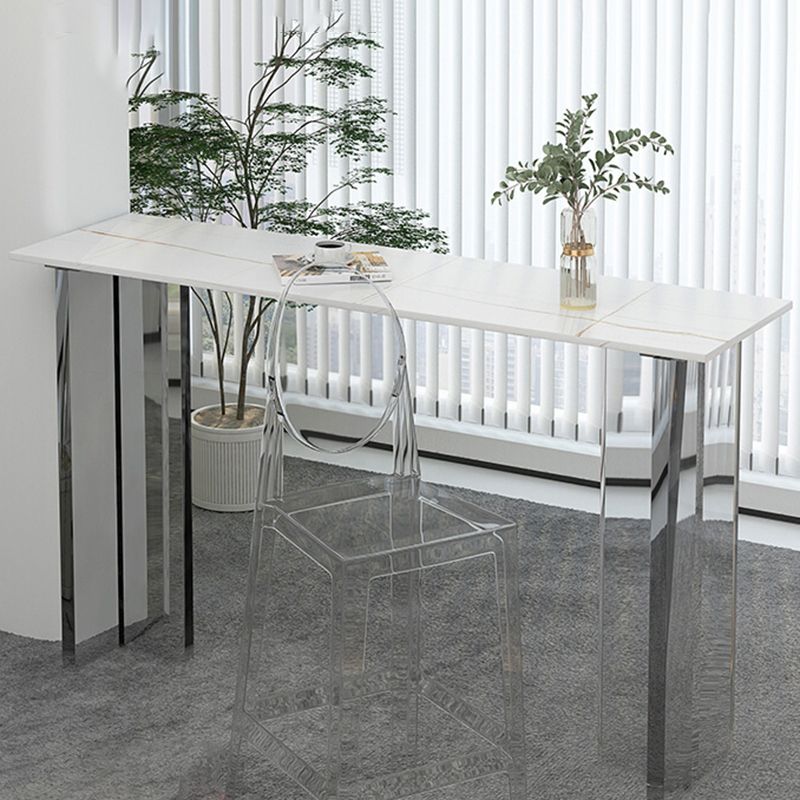 Modem & Contemporary Stone Rectangle Pub Bar Table for Living Room