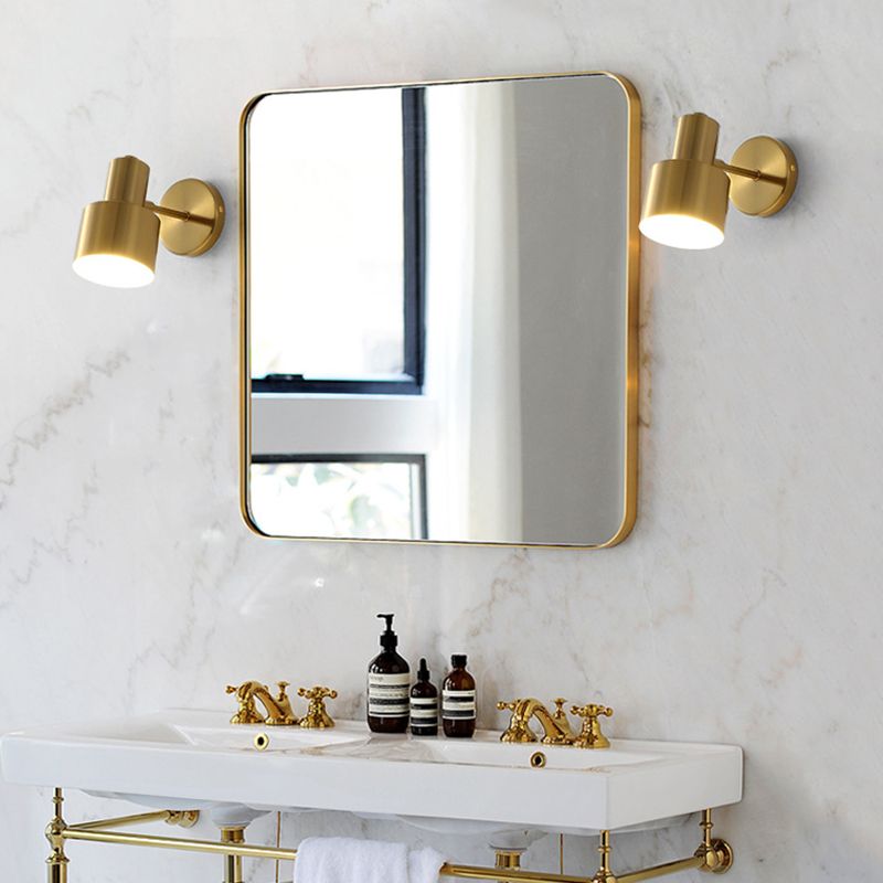 Cylinder Bathroom Wall Light Fixture Metal Modern Style Wall Light Sconce in Gold