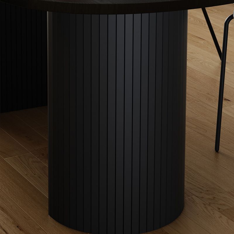 Oval Dining Table for Restaurant Contemporary Kitchen Table with Black Double Pedestal