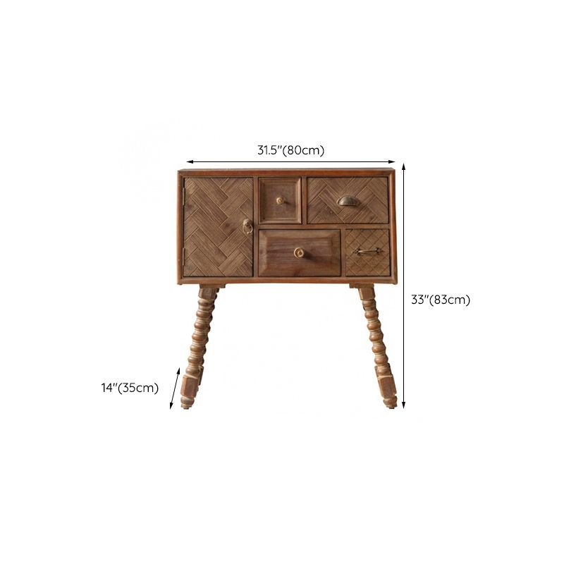 Industrial Rectangle Solid Wood With Doors Cabinet Distressed Wood Accent Cabinet
