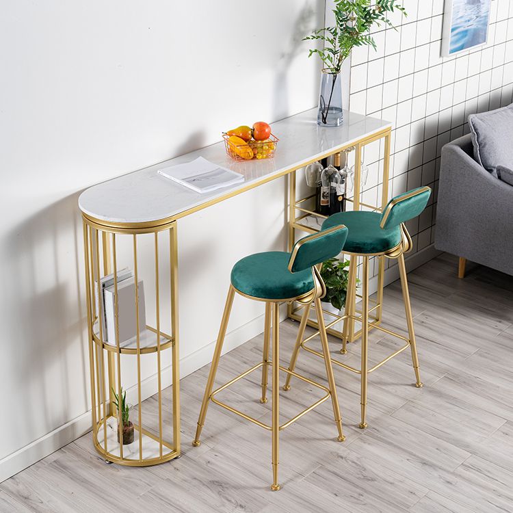 Modern 1/3 Pieces Bar Table Set Stone Counter Table with High Stools for Living Room