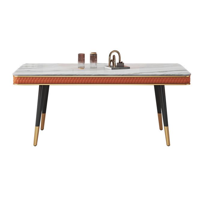 Rectangle Traditional Luxury Dining Table 4 Black Metal Legs Table for Dining Room