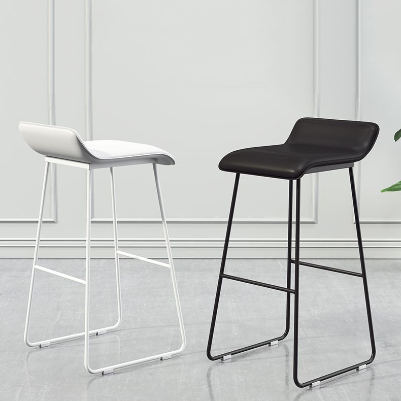 Coffee Shop Counter Stool Glam Metal Footrest Low Back Counter Stools