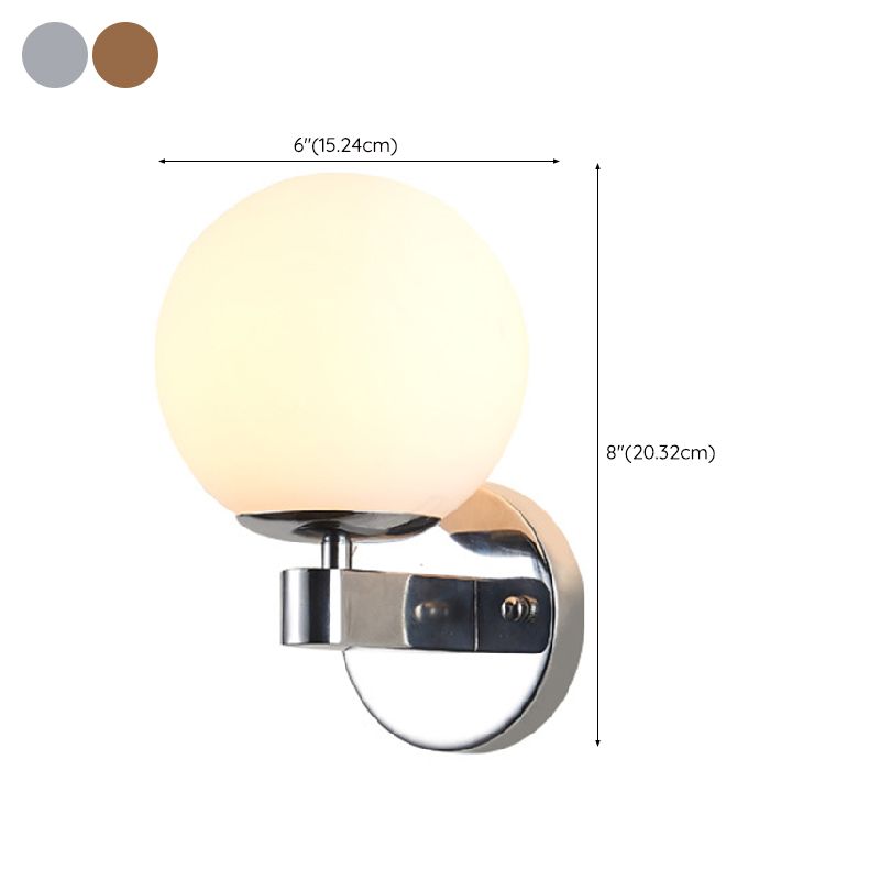 Modern Style Globe Shade Wall Light Glass 1 Light Sconces for Bedroom