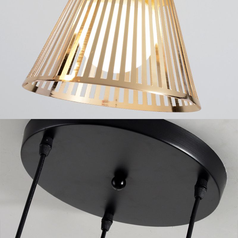 Lámpara de caída de estilo moderno Shuttlecock Hollowed Holfing Lighting con sombra de metal