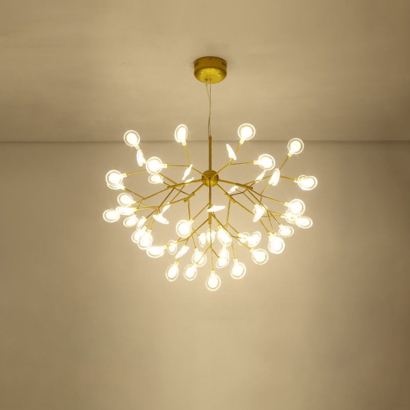 Simplicity Leaf Chandelier Lamp Acrylic Living Room LED Drop Pendant with Branch-Like Wireframe