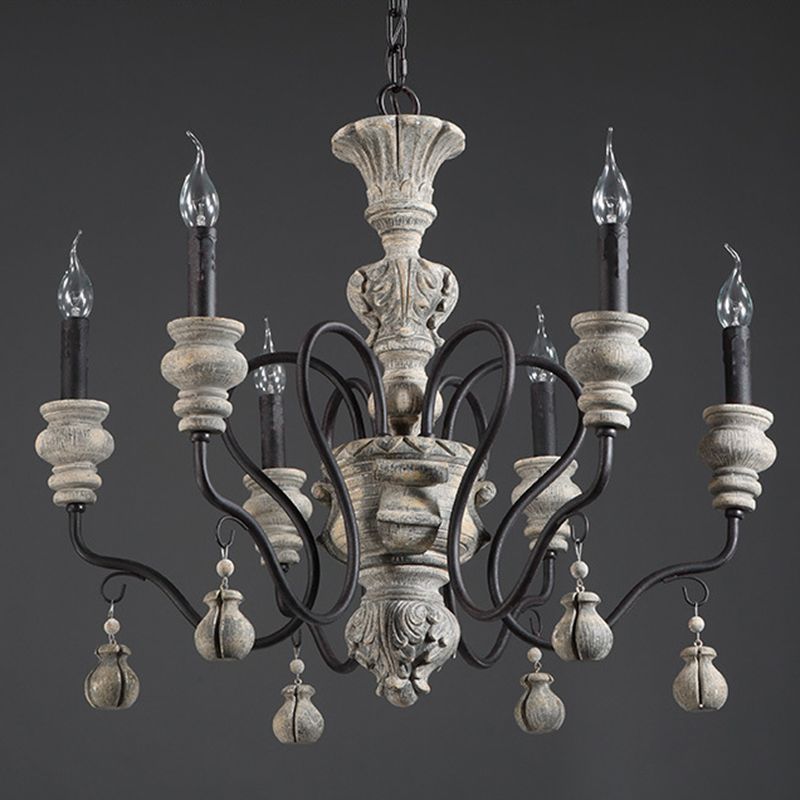 American Vintage Candelabra Resin Kroonluchter metaal Gooseneck arm Suspensie Verlichtingsarmatuur voor woonkamer