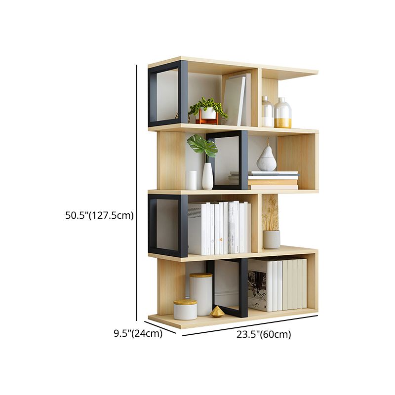 Wood Standard Bookcase Contemporary Style Open Back Bookshelf for Home Office